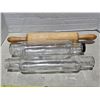Image 2 : 3 rolling pins- 1 is wood and 2 are glass