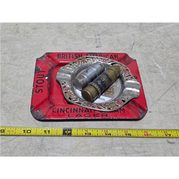 2 bullet lighters and ashtrays