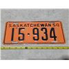 Image 1 : 1950 Sask license plate