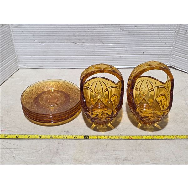 Indiana style glass plates and backets