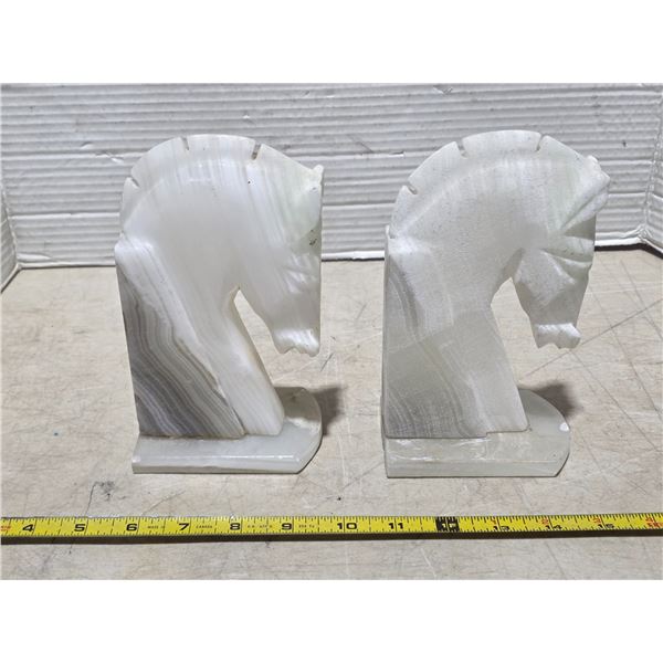 Horse head statues- onyx or marble- 7"H