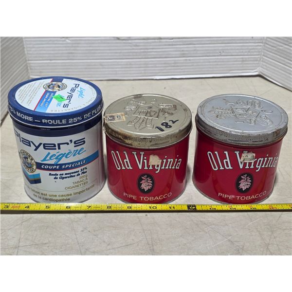 3 tobacco tins- players and old virginia