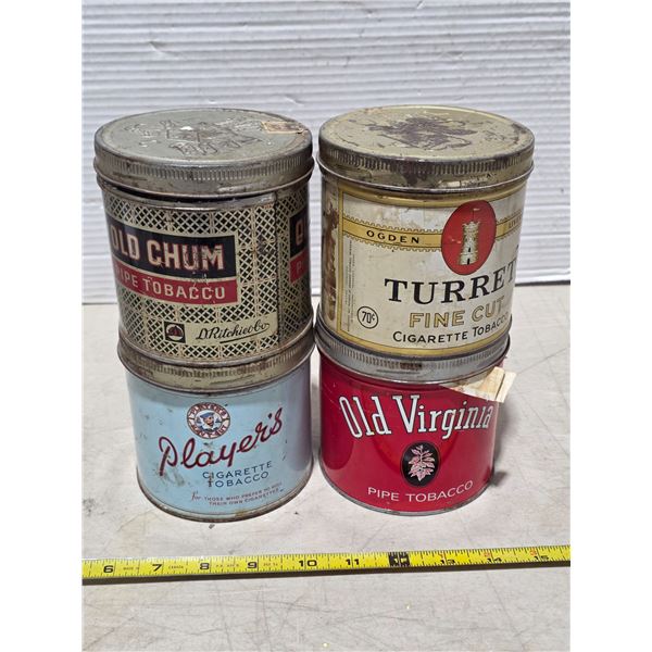 4 assorted tobacco tins