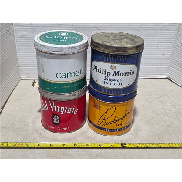 4 assorted tobacco tins