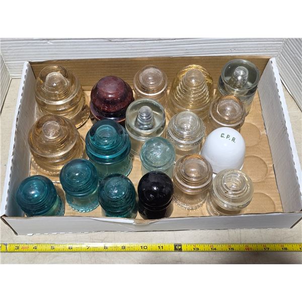 Lot of various glass insulators