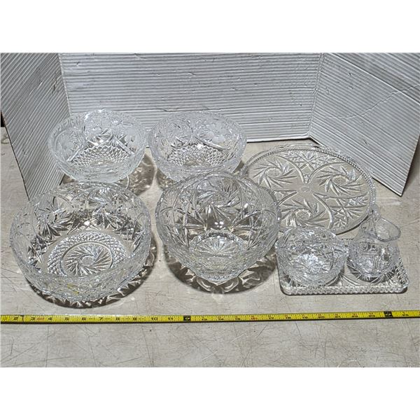 Crystal glass bowls and dishes- 7" to 9"