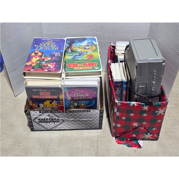 Disney VHS movies and player