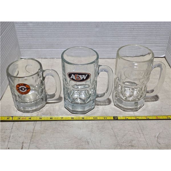3 A and W mugs- 1 is embossed