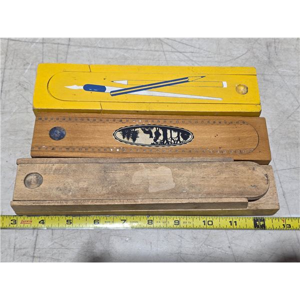 Vintage wood pencil cases
