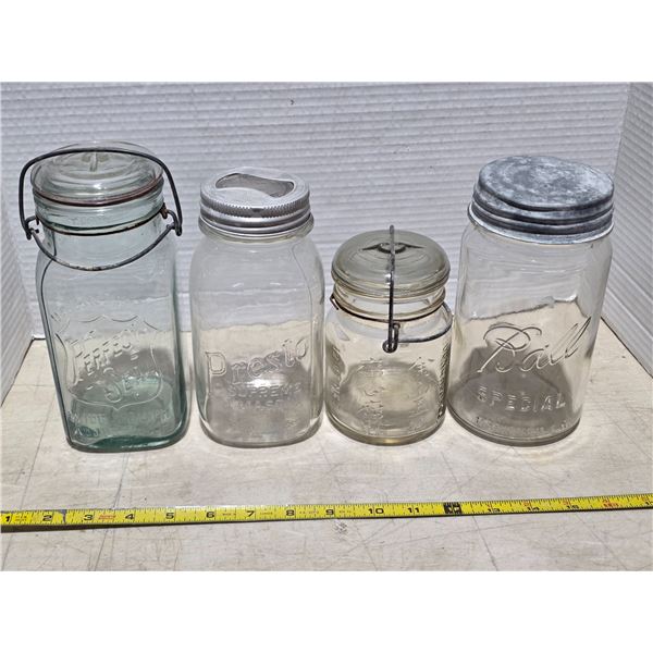 4 named sealer jars