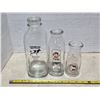 Image 1 : 3 glass milk bottles- J and J, Dutchman dairy, Ronny brook