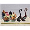 Image 1 : 4 pottery statues- roosters and swans