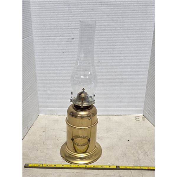 Brass coal oil lamp with chimney
