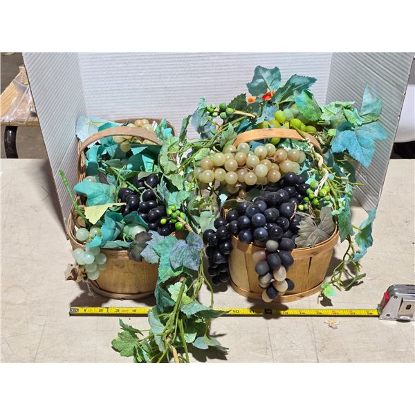 2 baskets of fake grapes