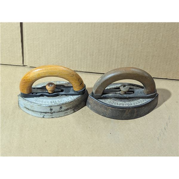 (2) Vintage Sad Irons w/ Handles (Made in Canada)