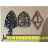 Image 2 : (3) Vintage Trivets w/ Markings (1) Cast Iron