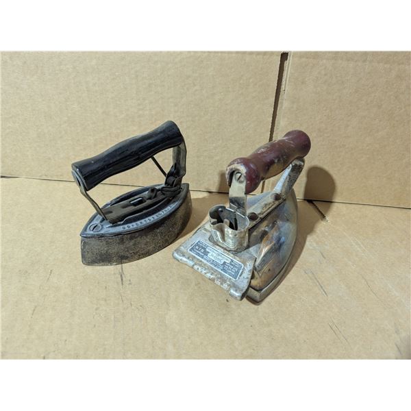 (2) Vintage Sad Irons (1) General Electrics (1) Handle Loose