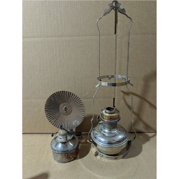 (2) Vintage Oil Lamps (1) Hanging