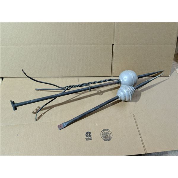 (2) Vintage Lighting Rods w/ Balls