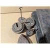 Image 5 : Vintage Scale w/ Misc. Vintage Scale weights, sad iron, and etc. as Shown