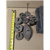 Image 6 : Vintage Scale w/ Misc. Vintage Scale weights, sad iron, and etc. as Shown