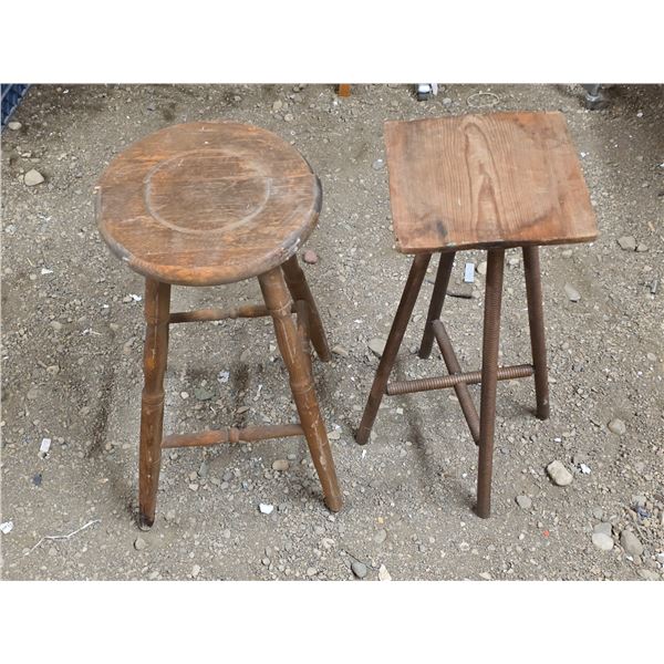 2 wooden stools- 24"H