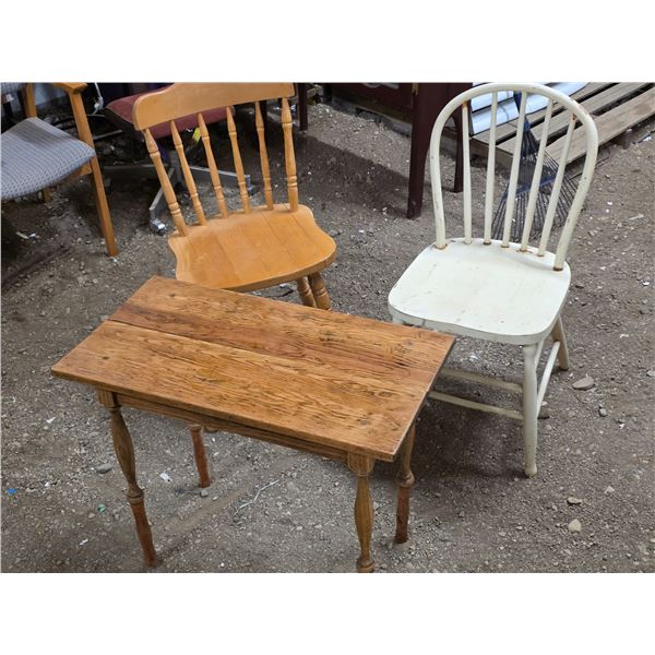 Small table 28" by 15" by 24"H and 2 chairs 32"H