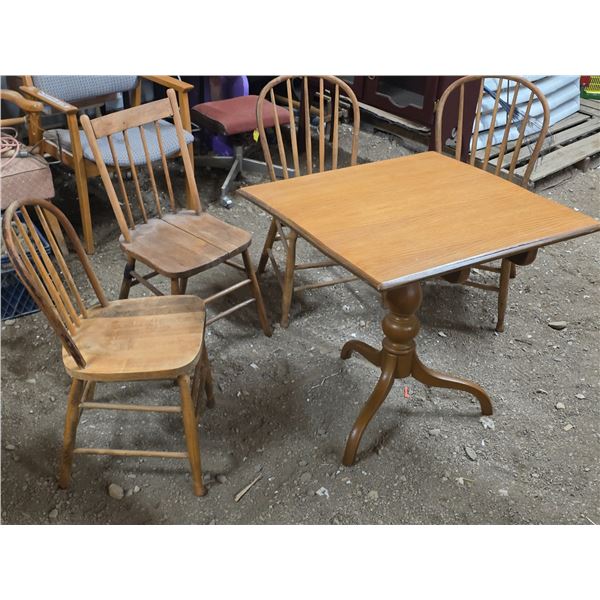 4 chairs and kitchen table- 30" by 30" by 30"H