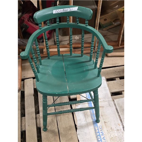Green wooden captains chair