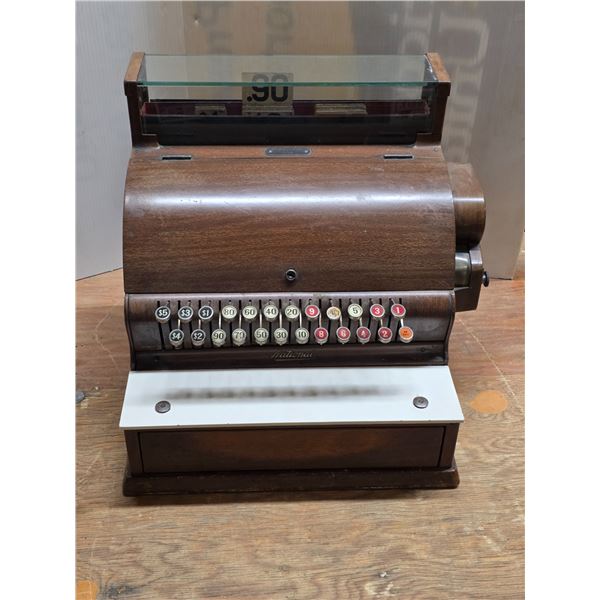 Vintage wood cash register- works