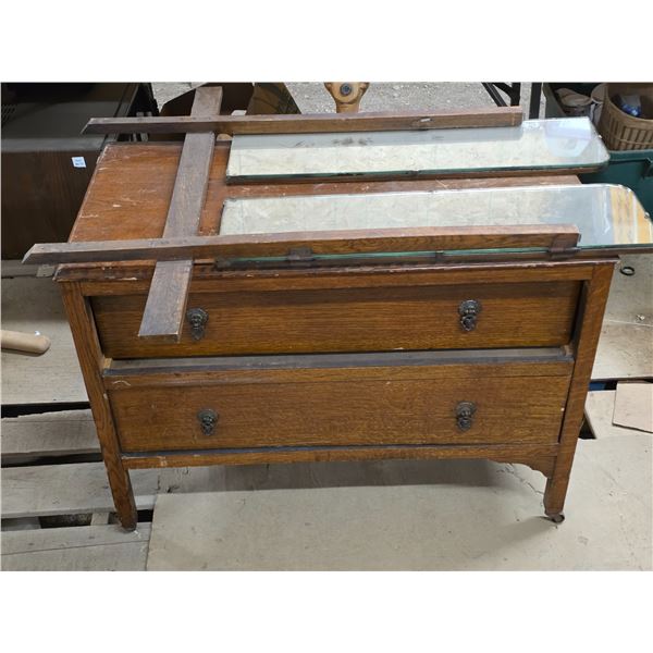 Wood dresser with mirror- not attached- no screws- 36" by 18" by 27'H