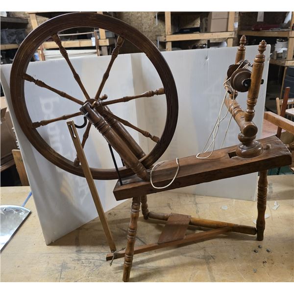 Vintage wood spinning wheel