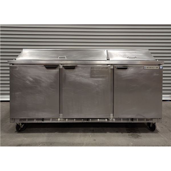 Beverage Air SPE72-18 72" Three Door Refrigerated Sandwich/Salad Prep Table | 8408/R8