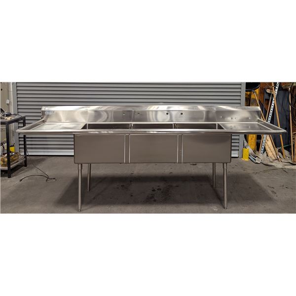 Thorinox 24" x 24" Three Tub Stainless Sink W/2 Drain Boards