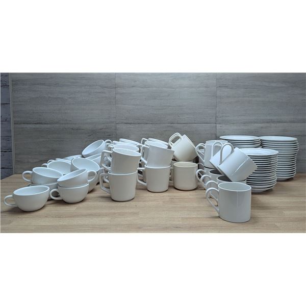 Assorted White Mugs, Plates & Saucers - Lot of Approx. 70pcs