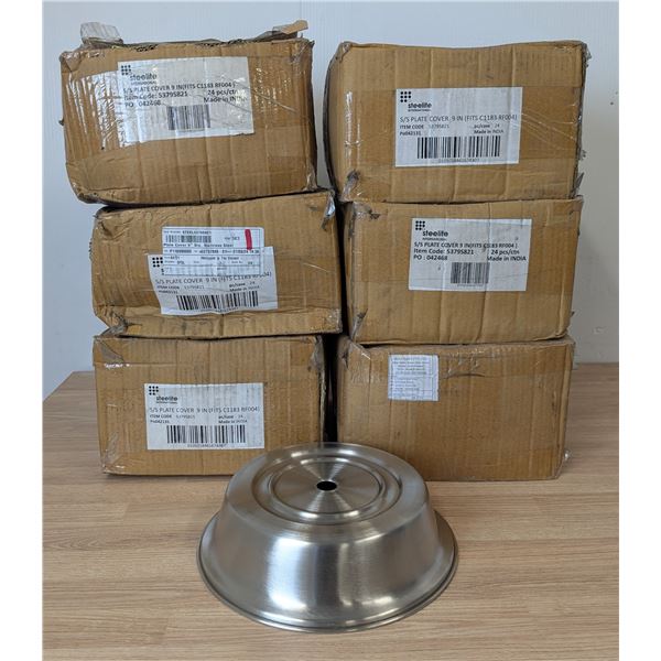 Steelite 9" Dia Stainless Plate Covers - Lot of 144 (6 Cases) | FtMC1