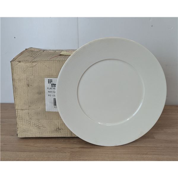 Steelite 12" Flat Plates W/Wide Rim - Lot of 12 (1 Case) | 6350MP07/FtB