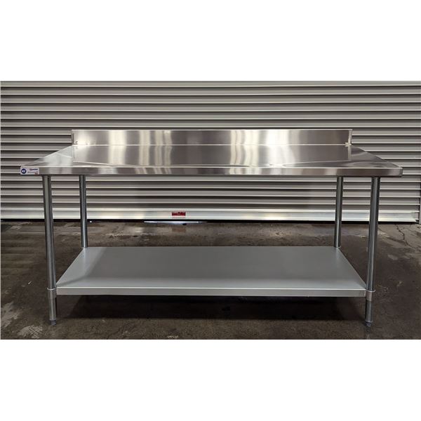 72" x 30" Stainless Steel Work Table with 4" Backsplash, Omcan 22090 | LBD1-1