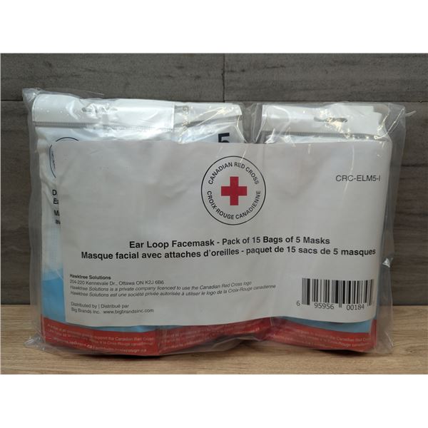 Canadian Red Cross Disposable 3-Ply Ear Loop Masks - Lot of 225 (3 Packs) | Ft1