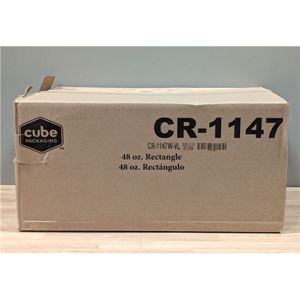Cube 48oz Rectangle Plastic Container, CR-1147W-VL - lot of 60 set | EC4