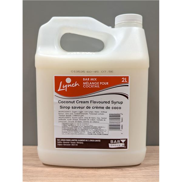 Lynch Bar Mix Coconut Cream Flavoured Syrup,2L - Lot of 2 | Rack J