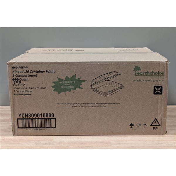 Earthchoice 9" x 9" Hinged Lid Container White - Lot of 100cnt | EC7