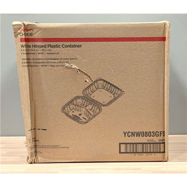 Gordon Choice 8" x 8" White Hinged Plastic Container - 200cnt | ML1-1