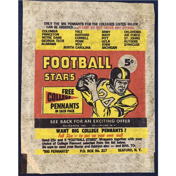 1961 NU-CARDS COLLEGE FOOTBALL WRAPPER