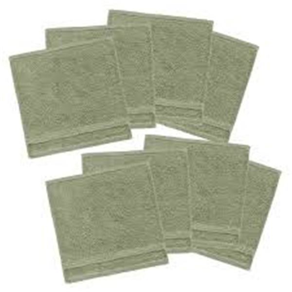 NEW SERENE HOME 8PK WASH CLOTHS GREEN