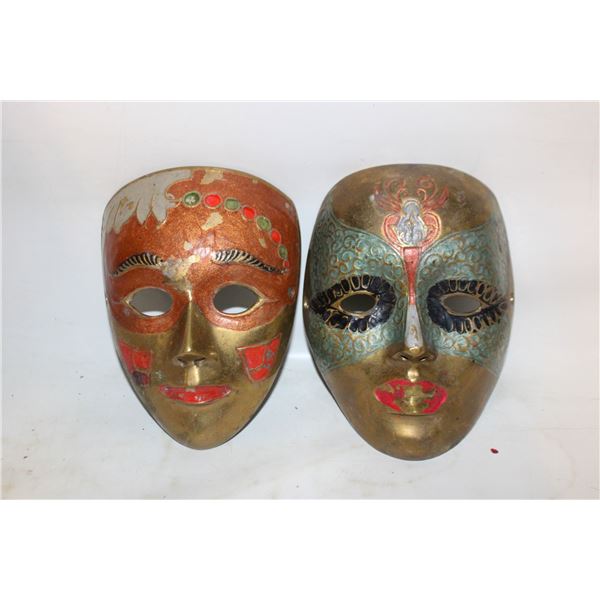 2 VINTAGE BRASS VENETIAN STYLE CARNIVAL