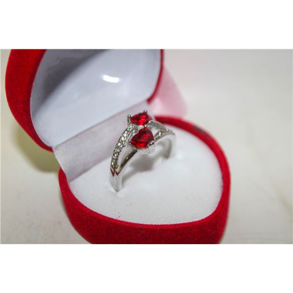 NEW TWO HEARTS SHAPE RING SZ8