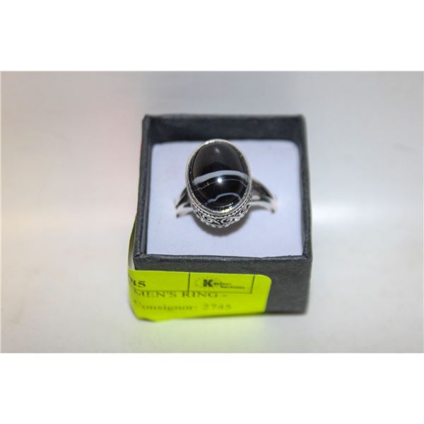 NEW BLACK STONE MEN'S RING - SIZE11