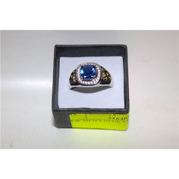 NEW MEN'S BLUE STONE RING - SIZE 12