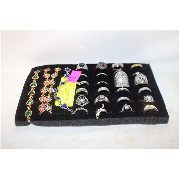 TRAY W/22 RINGS AND 4 BRACELETS  SET